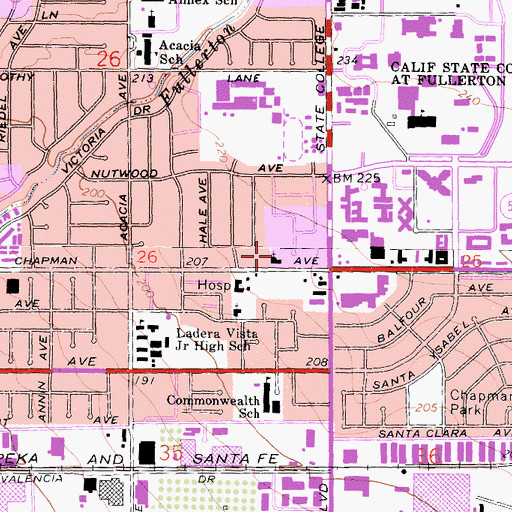 Topographic Map of Saint Stephen's Lutheran Church, CA