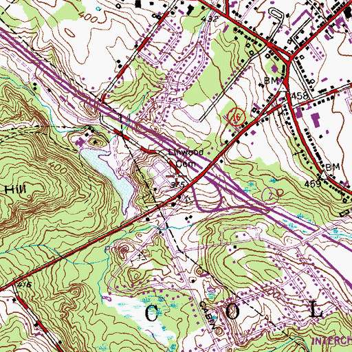 Topographic Map of Linwood Cemetery, CT