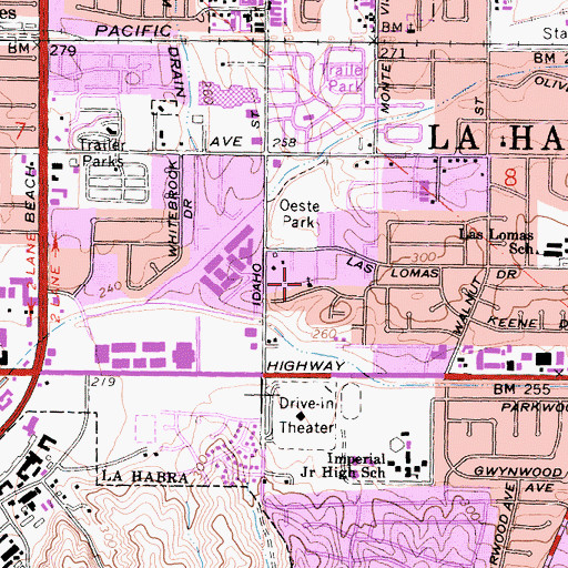 Topographic Map of Alta Vista Baptist Mission, CA