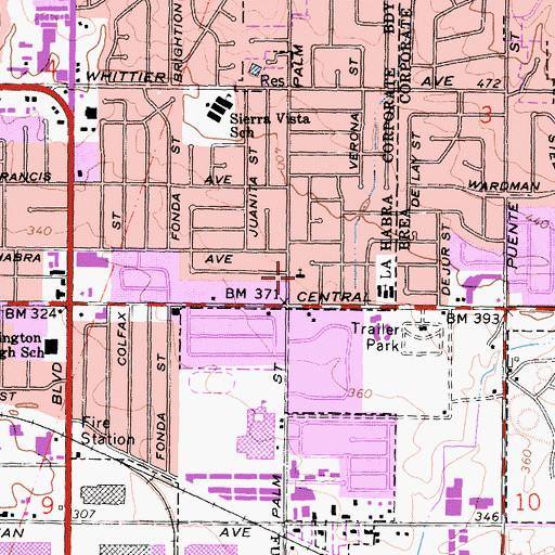 Topographic Map of Emanuel Lutheran Church, CA