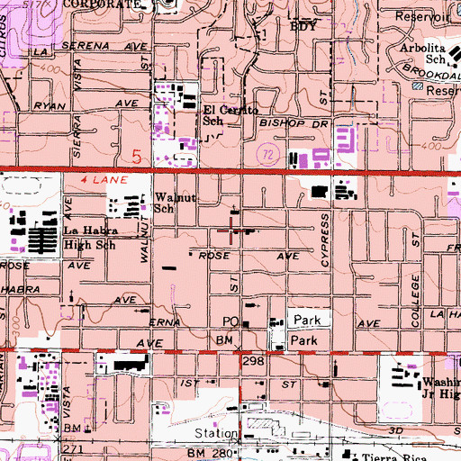 Topographic Map of First Missionary Baptist Church, CA