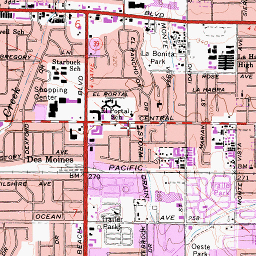 Topographic Map of Heights Evangelical Free Church, CA