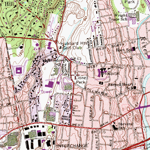 Topographic Map of Lione Park, CT