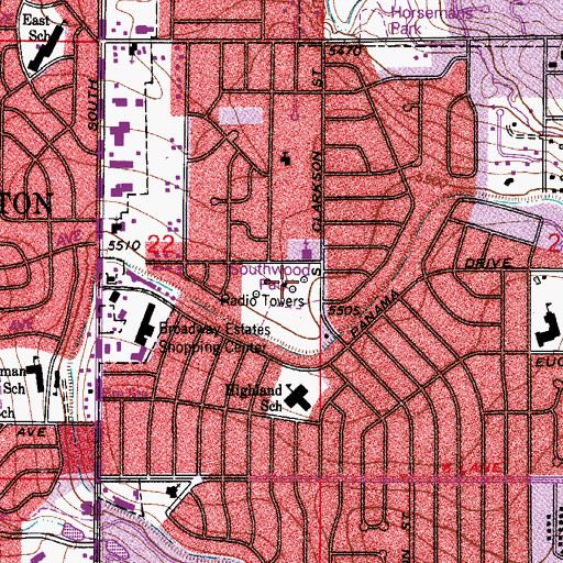 Topographic Map of Southwood Park, CO