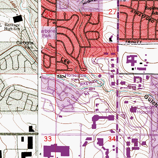 Topographic Map of Horseshoe Park, CO