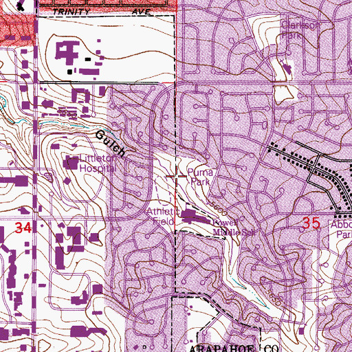 Topographic Map of Puma Park, CO