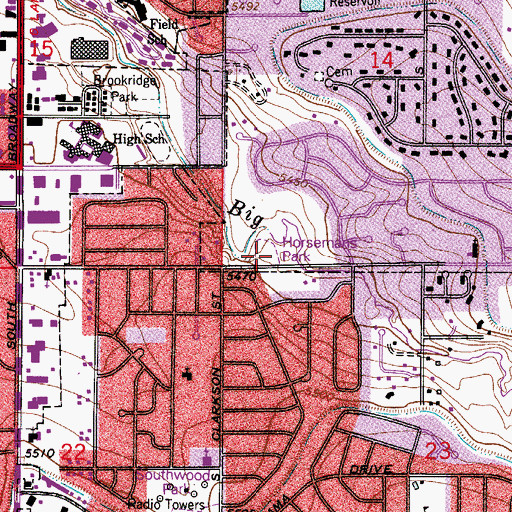 Topographic Map of Horsemans Park, CO