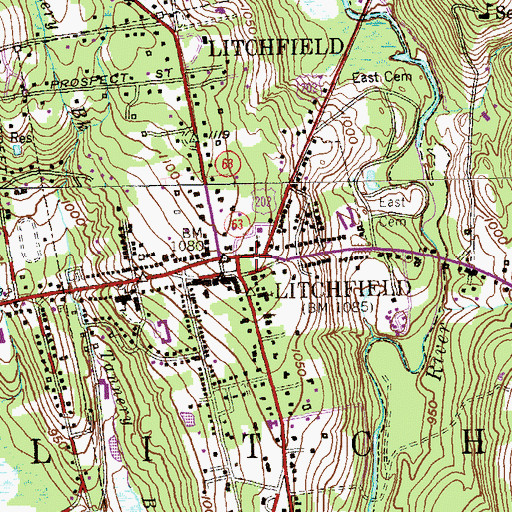 Topographic Map of Litchfield, CT