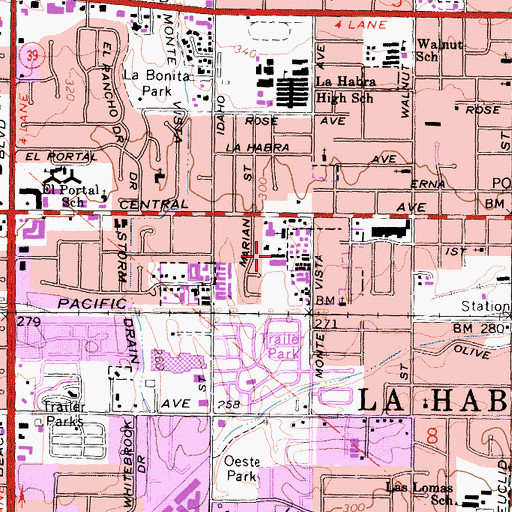 Topographic Map of Our Lady of Guadalupe School, CA