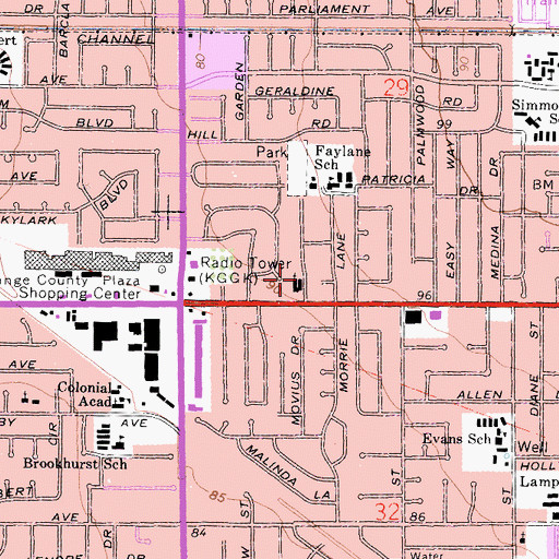 Topographic Map of Chapman Avenue Baptist Church, CA
