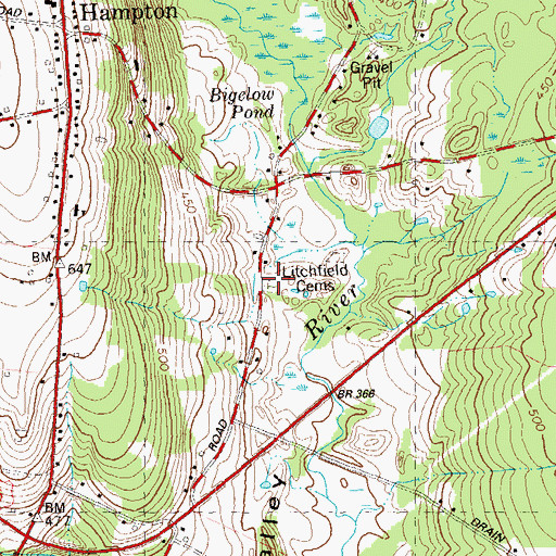Topographic Map of Litchfield Cemetery, CT