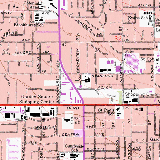 Topographic Map of Church of Jesus Christ of Latter Day Saints, CA