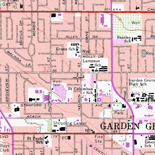 Topographic Map of Evangelical Formosan Church, CA