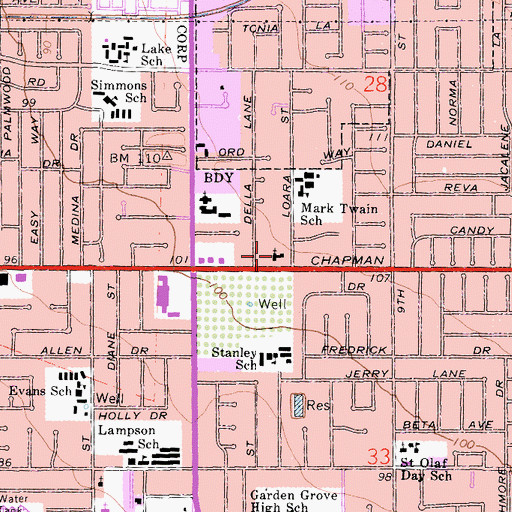 Topographic Map of First Christian Church, CA