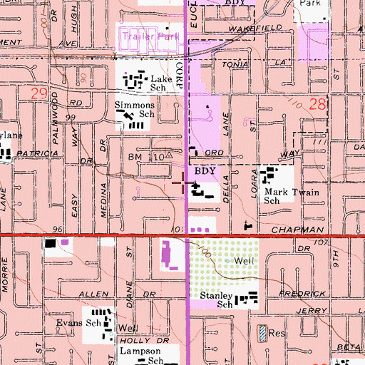Topographic Map of First Presbyterian Church, CA