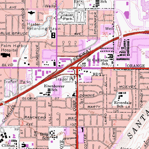 Topographic Map of Formosan Presbyterian Church, CA
