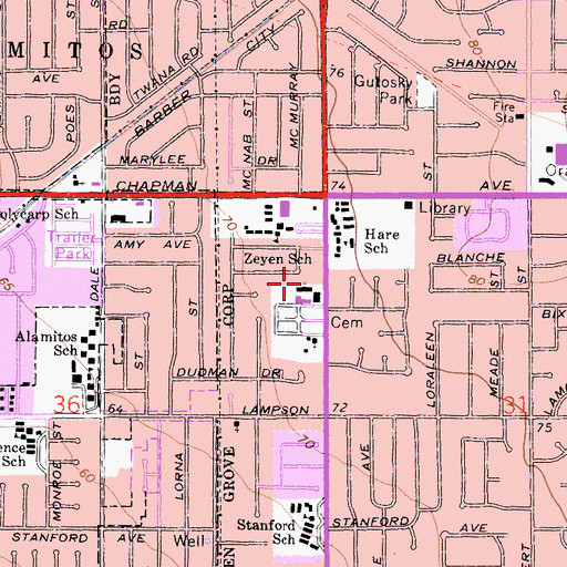 Topographic Map of Garden Grove Friends Church, CA