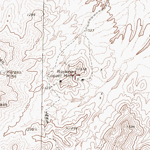 Topographic Map of Buckeye Copper Mine, AZ