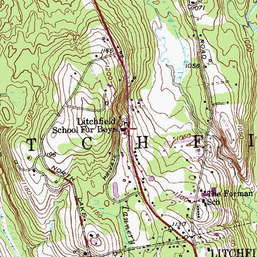 Topographic Map of Litchfield School for Boys, CT