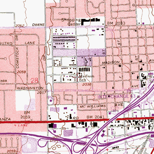 Topographic Map of Wendell P Williams Elementary School, NV