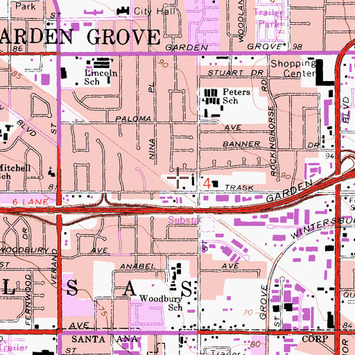 Topographic Map of King of Kings Lutheran Church, CA