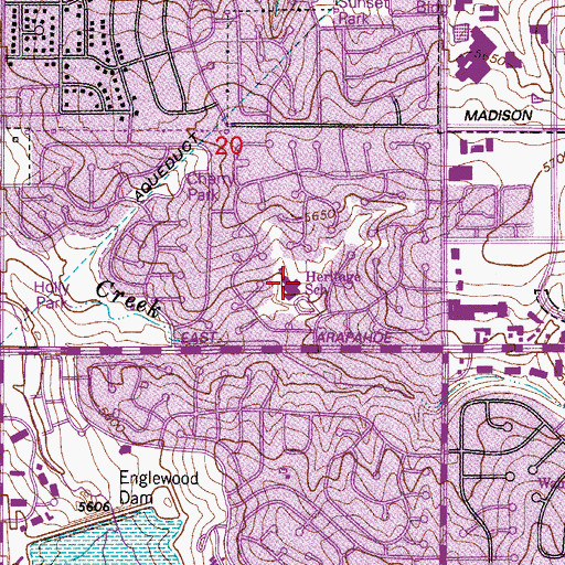 Topographic Map of Heritage Elementary School, CO