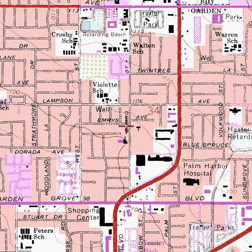 Topographic Map of Orange County Young Nak Presbyterian Church, CA