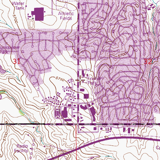 Topographic Map of Foxhill Park, CO