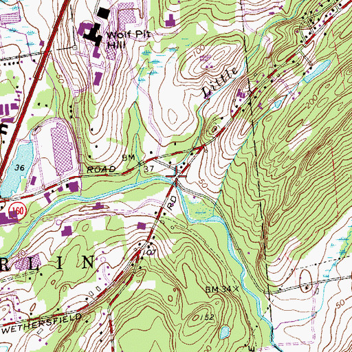 Topographic Map of Little Brook, CT