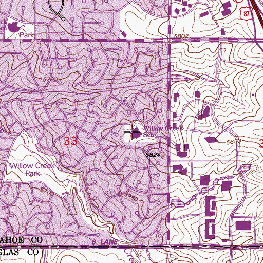 Topographic Map of Willow Creek Elementary School, CO