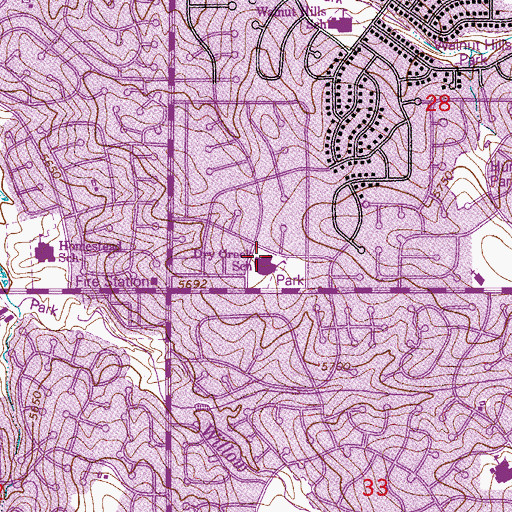 Topographic Map of Dry Creek Elementary School, CO