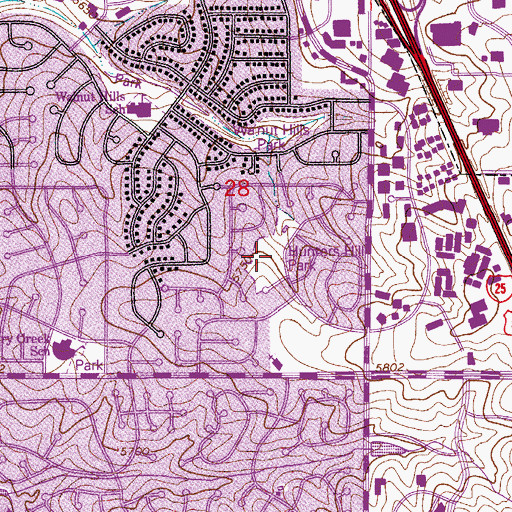 Topographic Map of Hunters Hill Park, CO