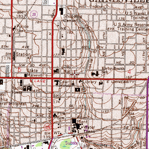 Topographic Map of Gainesville Chamber of Commerce, FL
