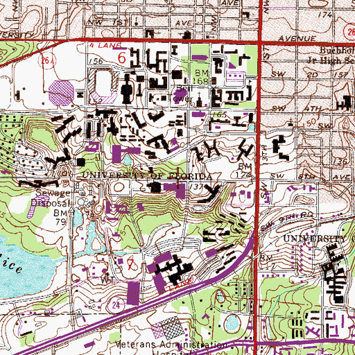 Topographic Map of Florida Museum - Dickinson Hall, FL
