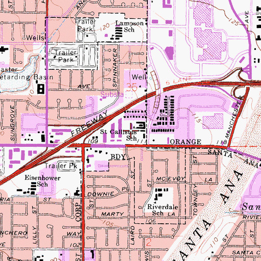 Topographic Map of Saint Callistus Catholic Church, CA