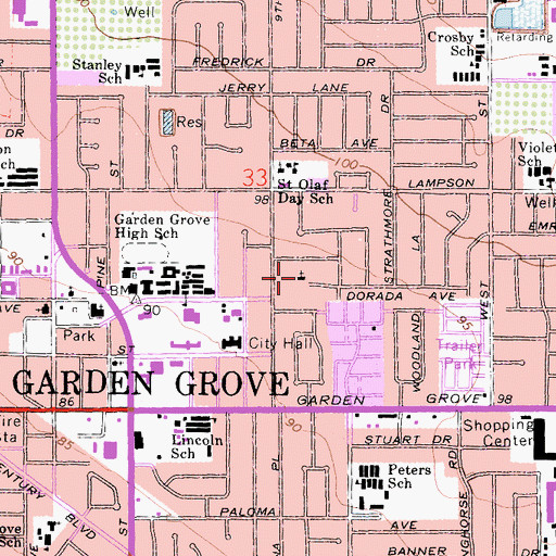 Topographic Map of Seventh Day Adventist Church, CA