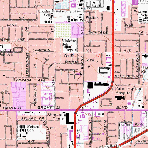 Topographic Map of Village Bible Church, CA
