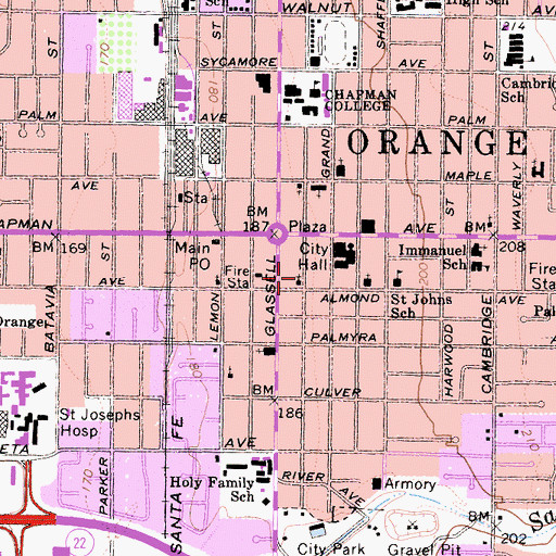Topographic Map of First United Methodist Church, CA
