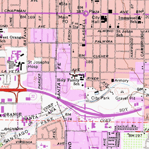 Topographic Map of Holy Family Cathedral, CA