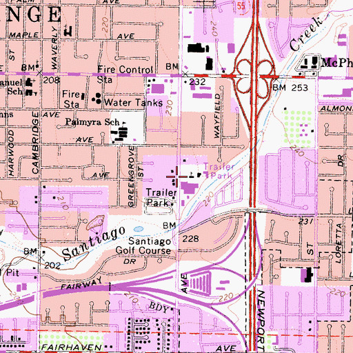 Topographic Map of Reorganized Church of Jesus Christ of Latter Day Saints, CA