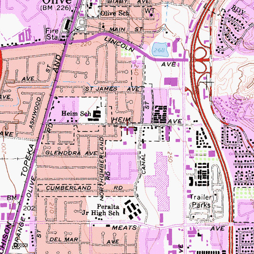 Topographic Map of Trinity Episcopal Church, CA