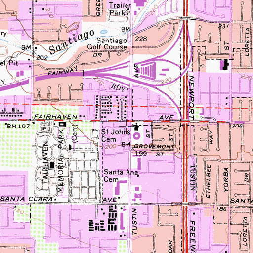Topographic Map of Temple Beth Sholom, CA
