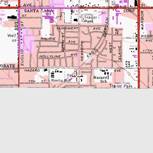 Topographic Map of Vietnamese American Baptist Church, CA