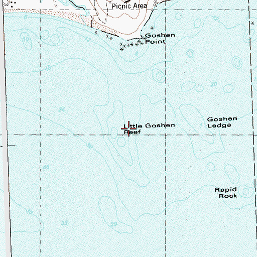 Topographic Map of Little Goshen Reef, CT