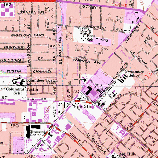 Topographic Map of First Baptist Church of Tustin, CA