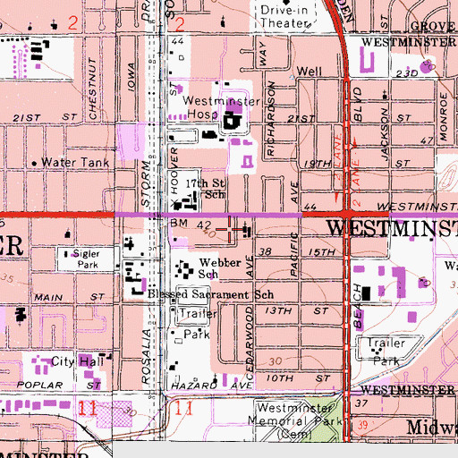 Topographic Map of First Presbyterian Church, CA