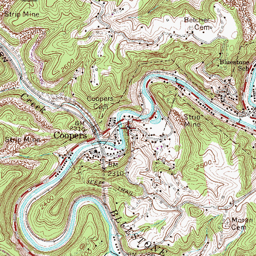 Topographic Map of Shinbrier - Coopers School (historical), WV