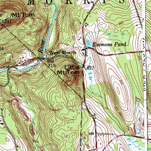 Topographic Map of Little Mount Tom, CT