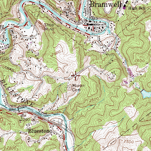 Topographic Map of Isaac Bell Log Home, WV