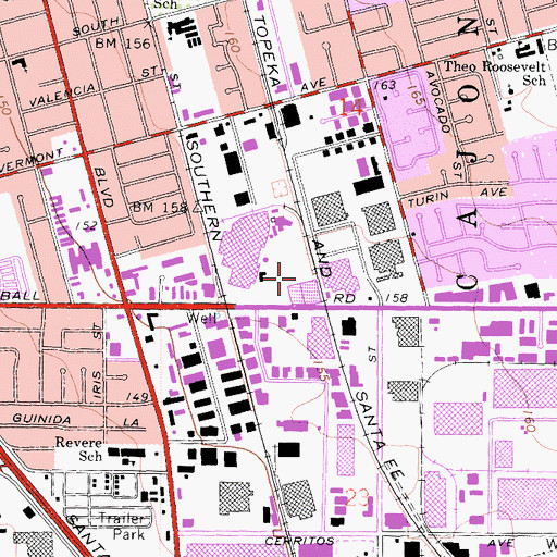 Topographic Map of Stadium Post Office, CA